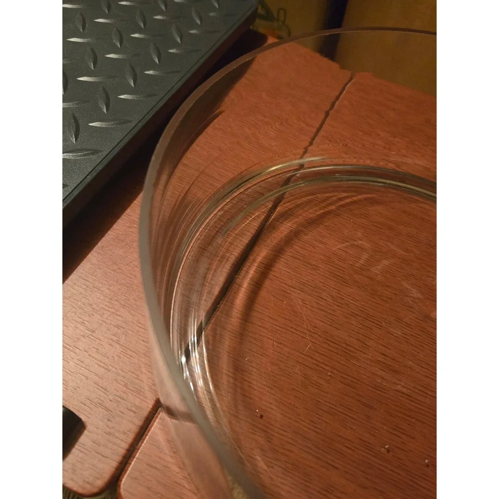 Clear Glass Cylinder Bowl Low Profile Round Centerpiece Vase Minimalist Decor